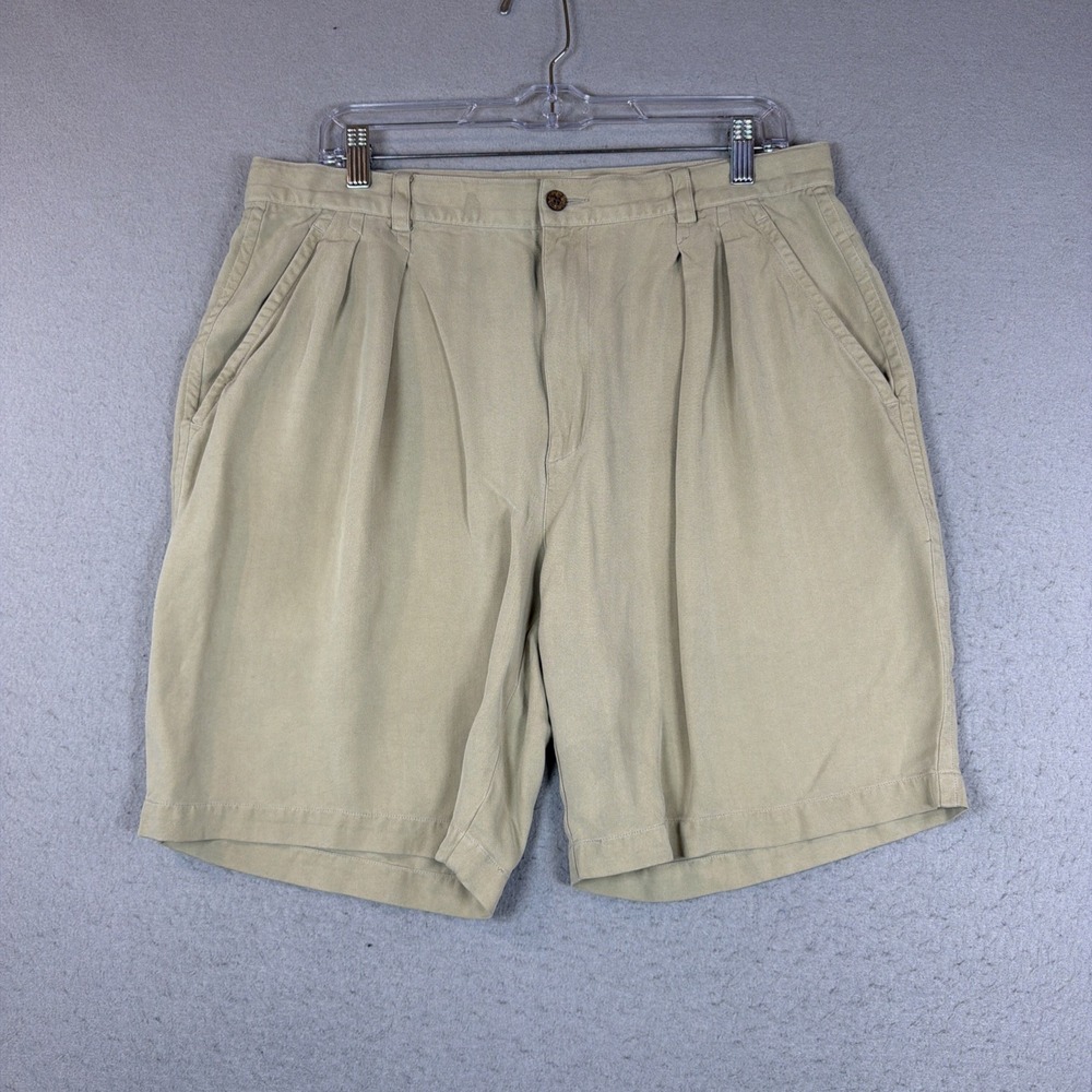 Tommy Bahama Relax 100% Silk Chino Pleated Shorts 36 Men
